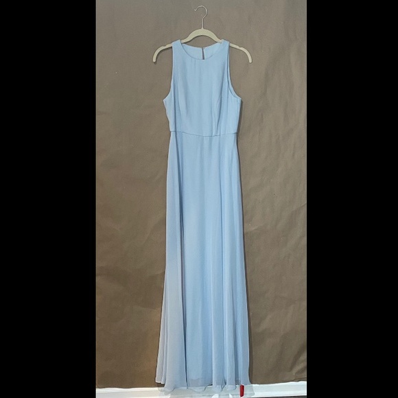 NWT Dessy/Thread Halter Chiffon Dress in  Mist 4 - Picture 2 of 6